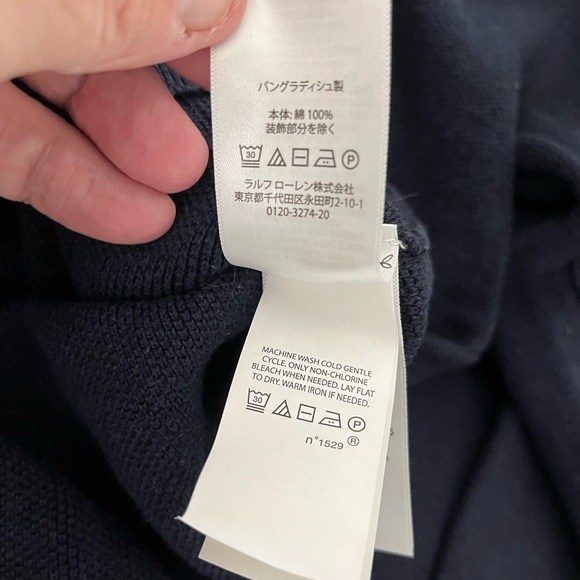 Polo by Ralph Lauren Size XL, 1/4 Zip Sweater 100% Pina Cotton, GUC. Navy Blue - Picture 12 of 15